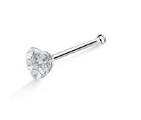 Stone Heart Shaped Silver Bone Nose Stud NSKD-625